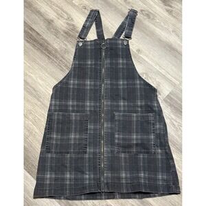 Tinsel Town‎ Plaid Zip Front Overall Dress Women's Medium Mini Skirtall